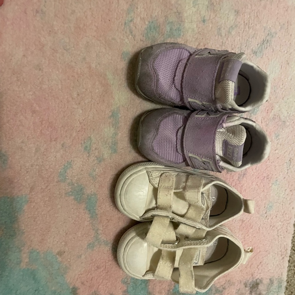 Converse Purple and Cream Velcro Sneakers